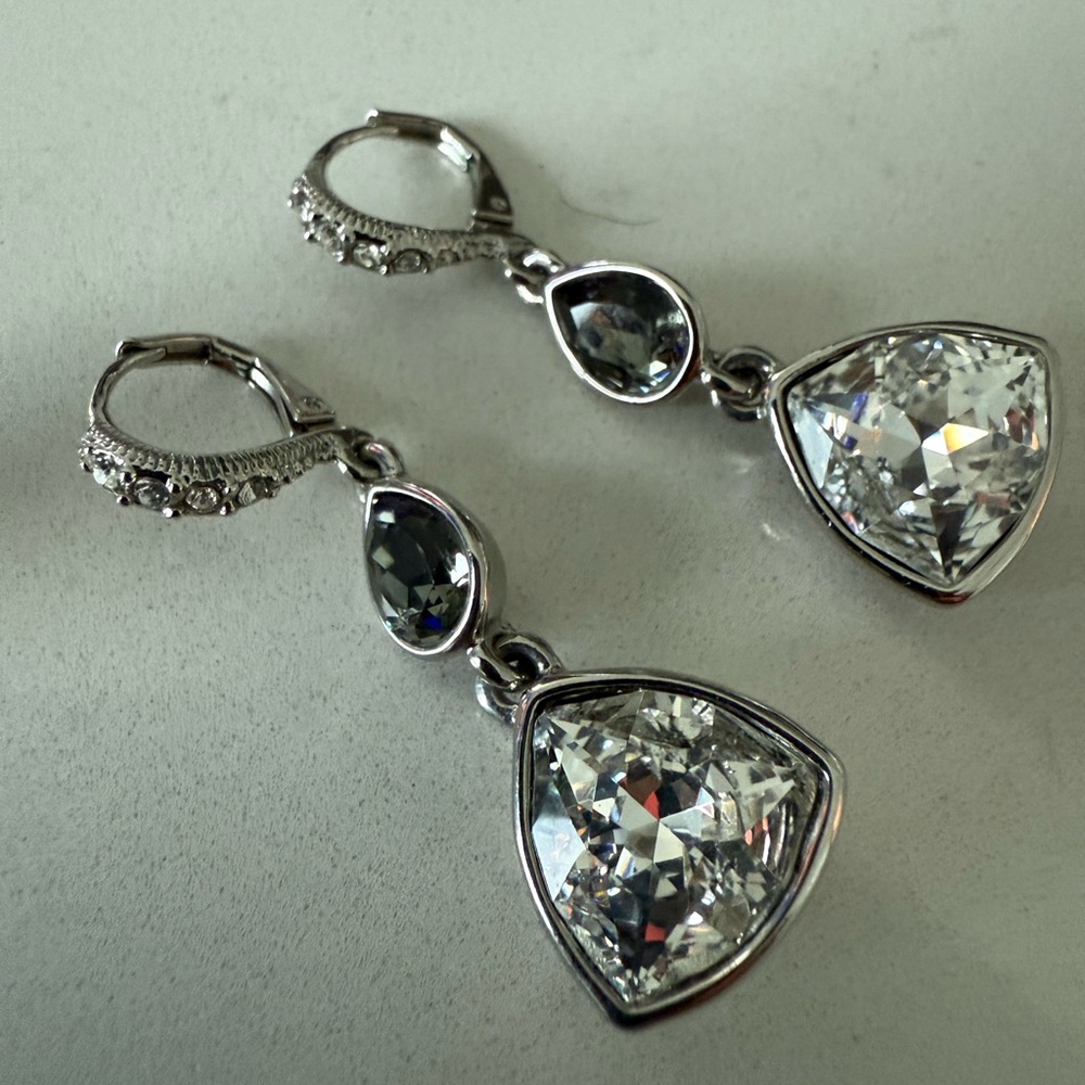 Givenchy Silver and Crystal Teardrop Earrings